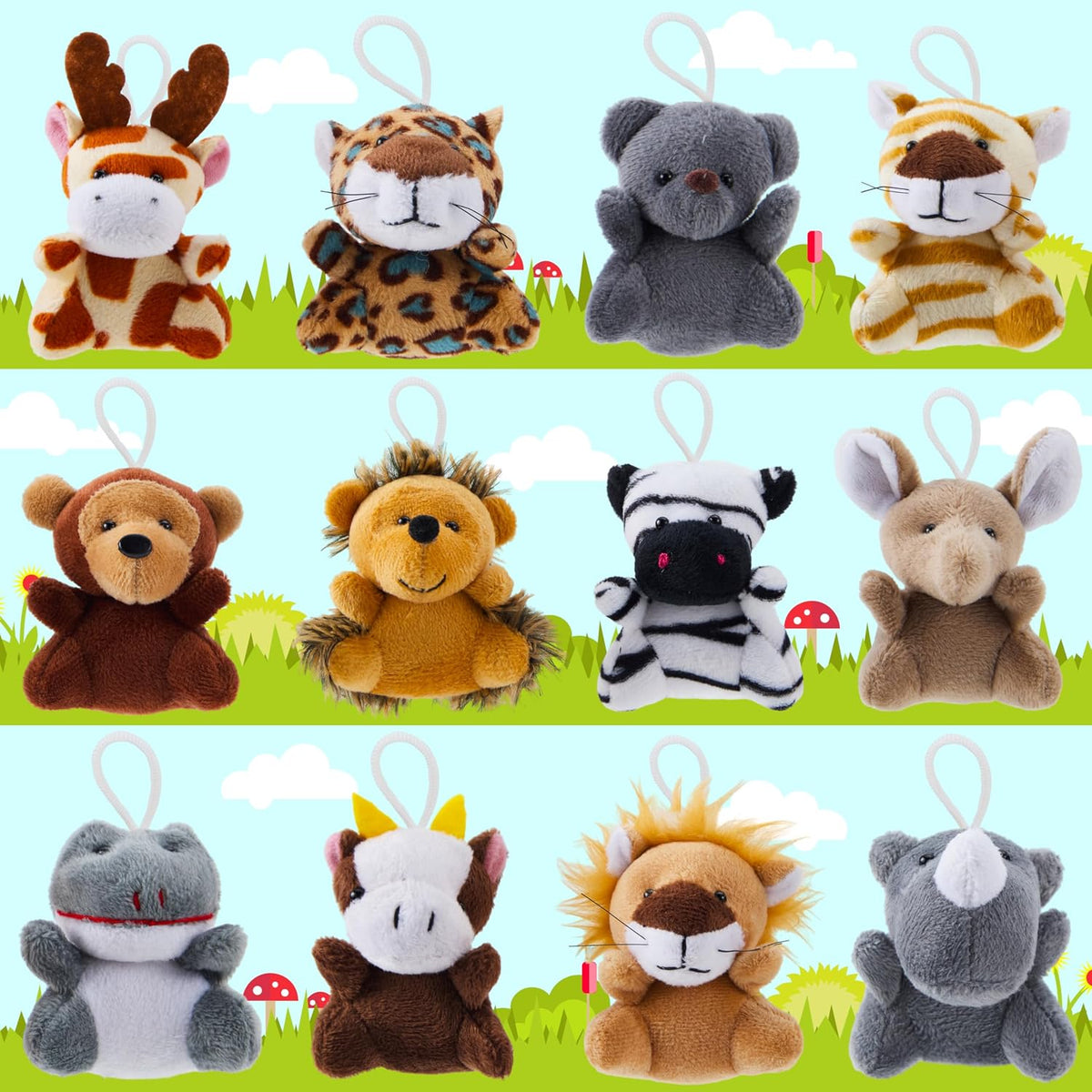 JOYIN 24 piezas de mini juguetes de peluche de animales de safari (...
