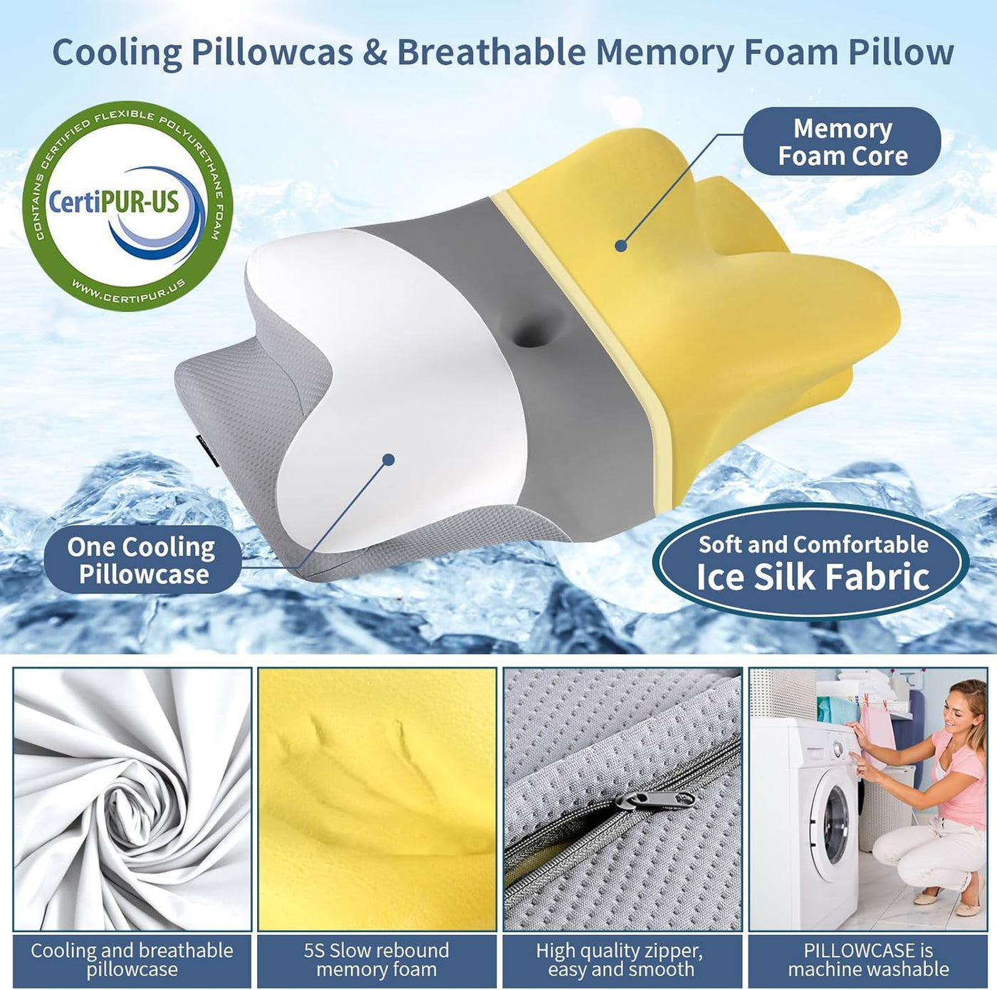 Almohada cervical para el cuello para aliviar el dolor, almohada er...