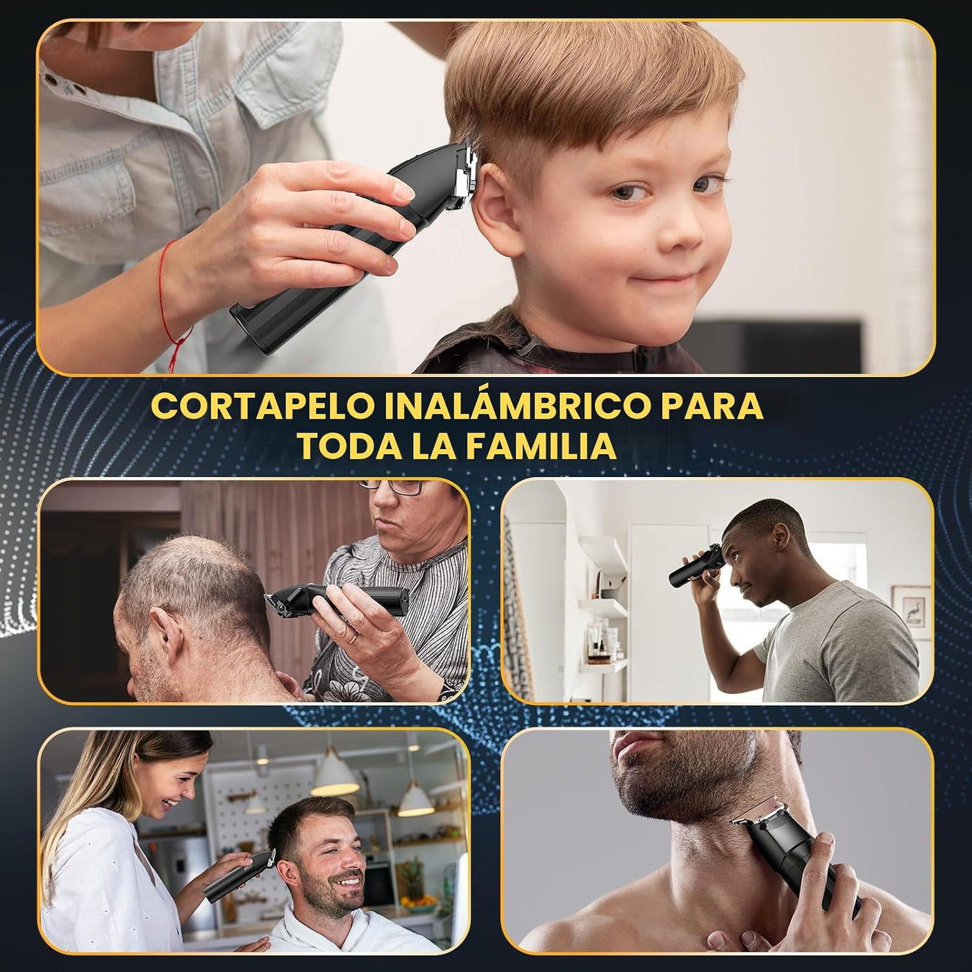 Cortadora de pelo profesional para hombres, kit de recortadores ina...
