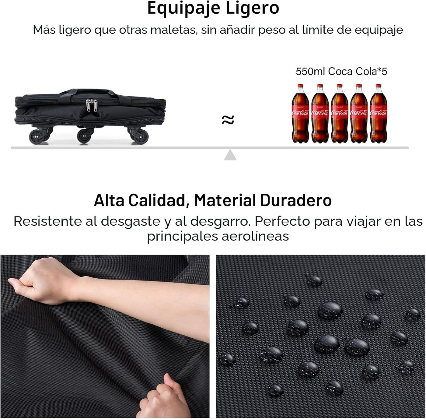 Maletas Hanke con ruedas, bolsa de viaje expandible y plegable, mal...