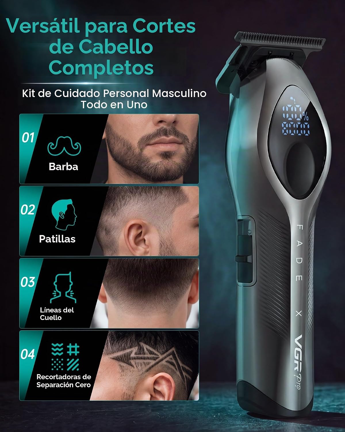 VGRPRO Cortapelos para hombres, juego de cortapelos y recortador pr...