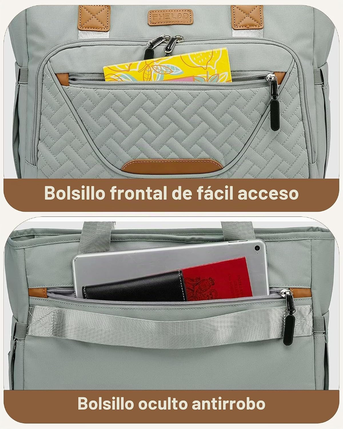 FHELAD Bolsa de pañales grande con compartimento para laptop de 16...