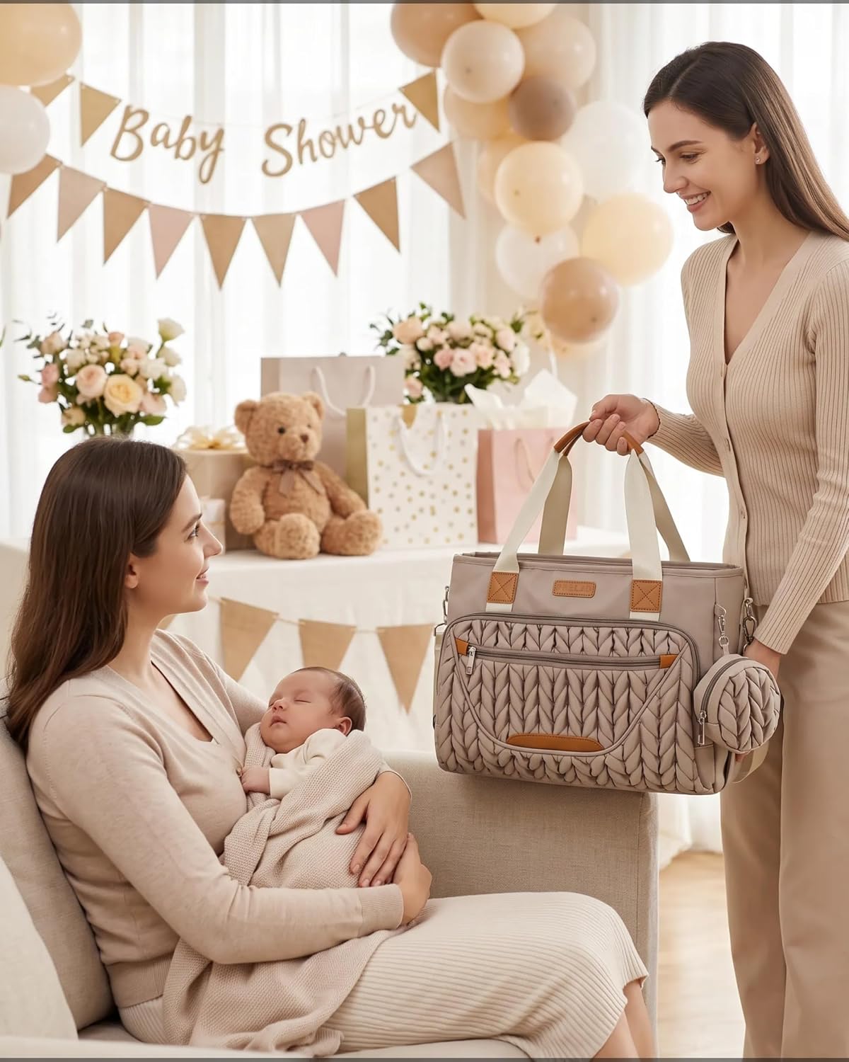 FHELAD Bolsa de pañales, regalo de baby shower para mamá (color mar...