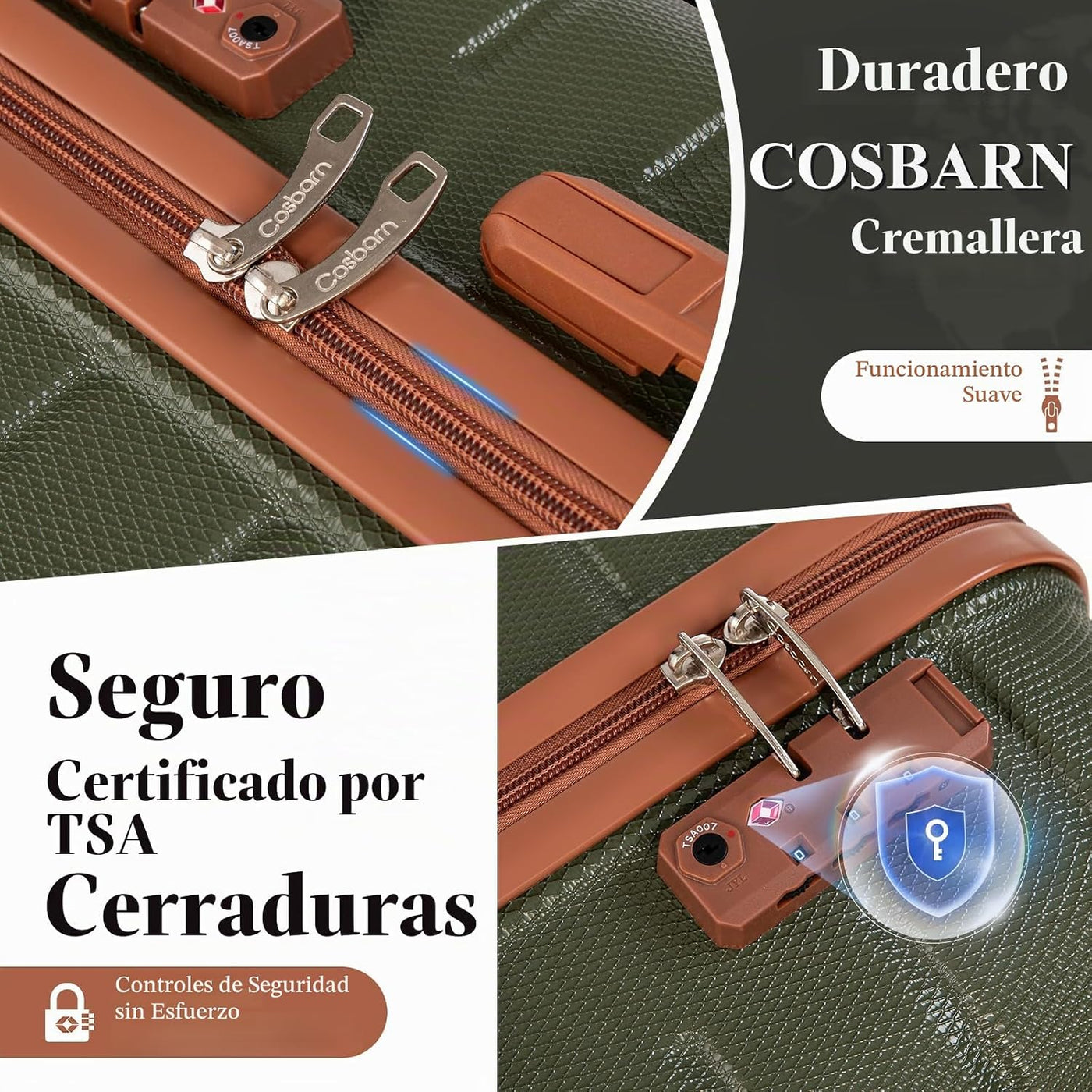 Cosbarn Juegos de equipaje de 5 piezas maletas con ruedas, OLIVEDRA...