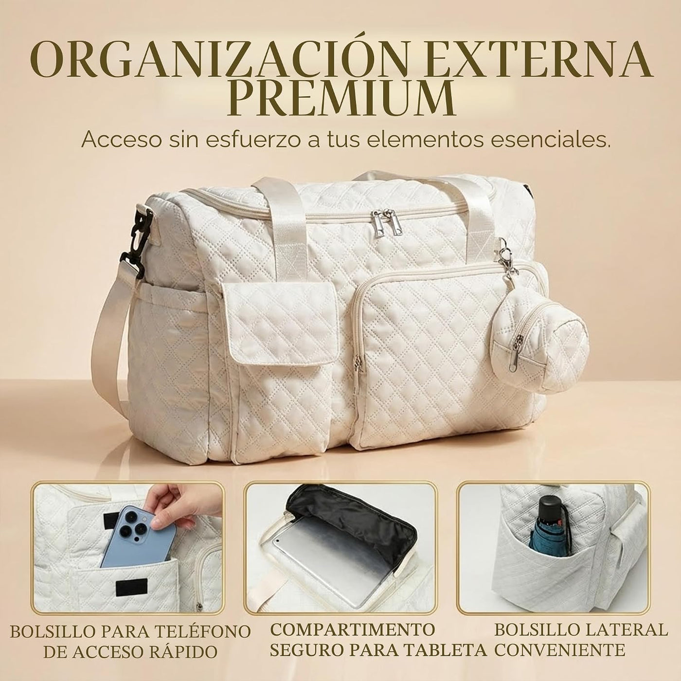 Bolsa de pañales extra grande con compartimento para zapatos y bols...