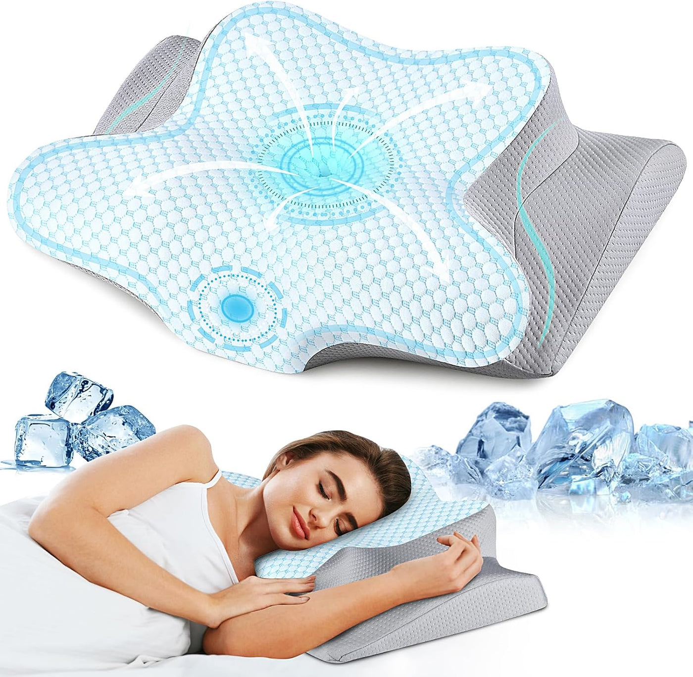 Almohada cervical para aliviar el dolor de cuello, almohada cervica...