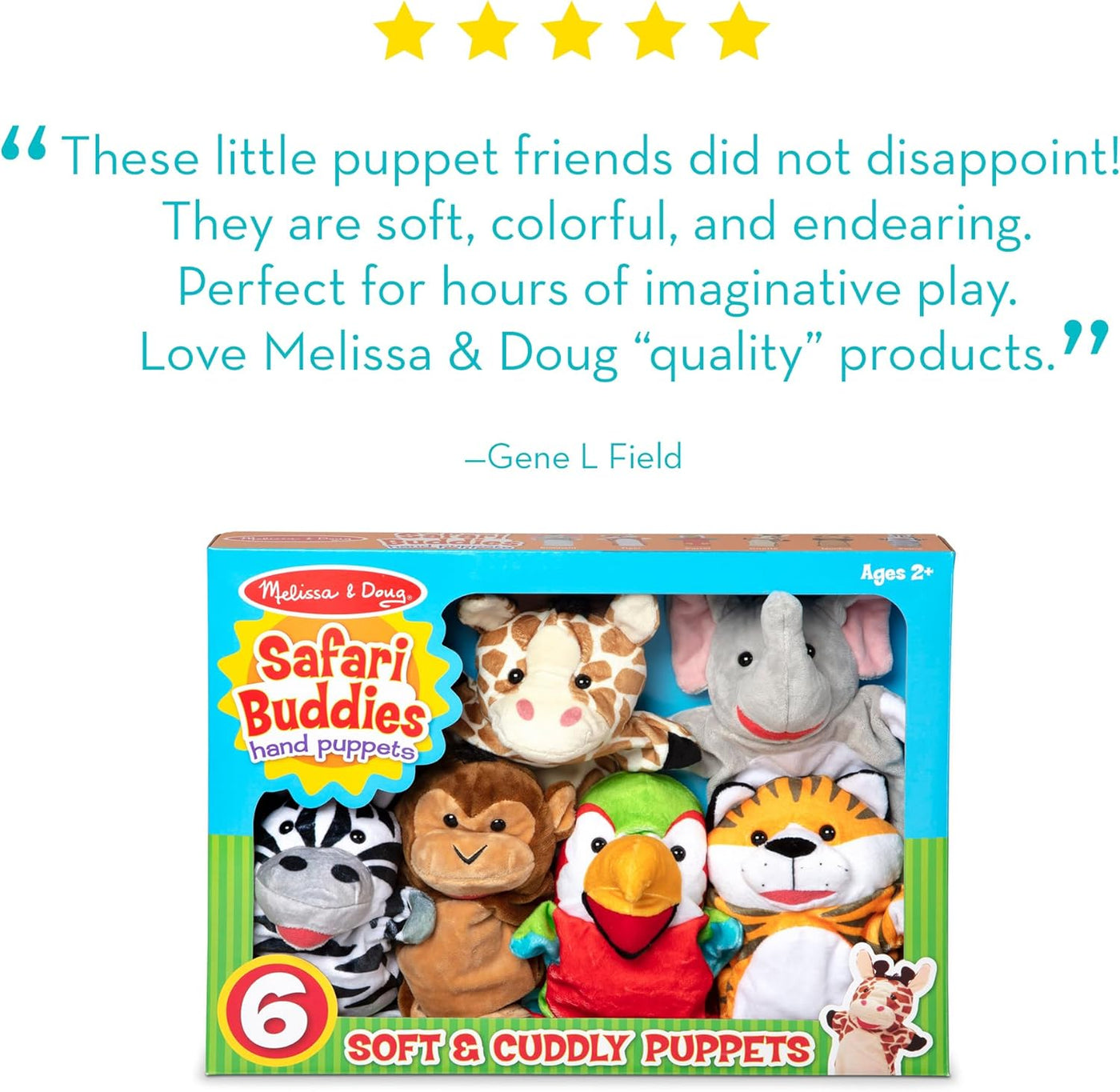 Melissa & Doug Safari Buddies - Marionetas de mano, juego de 6...