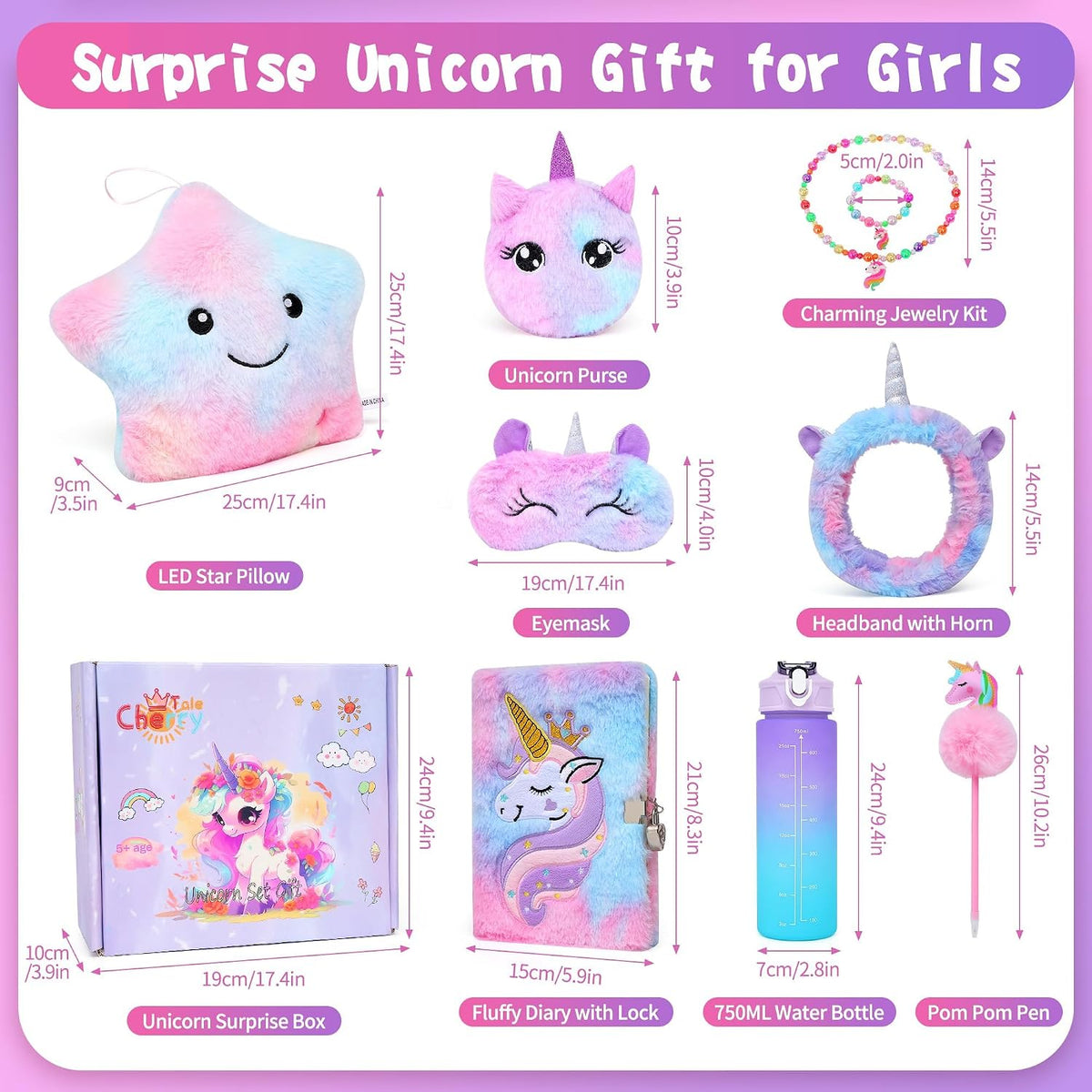 Cherry Tale Regalos de Unicornio para Niñas de 6-8 Años, Set de Jug...