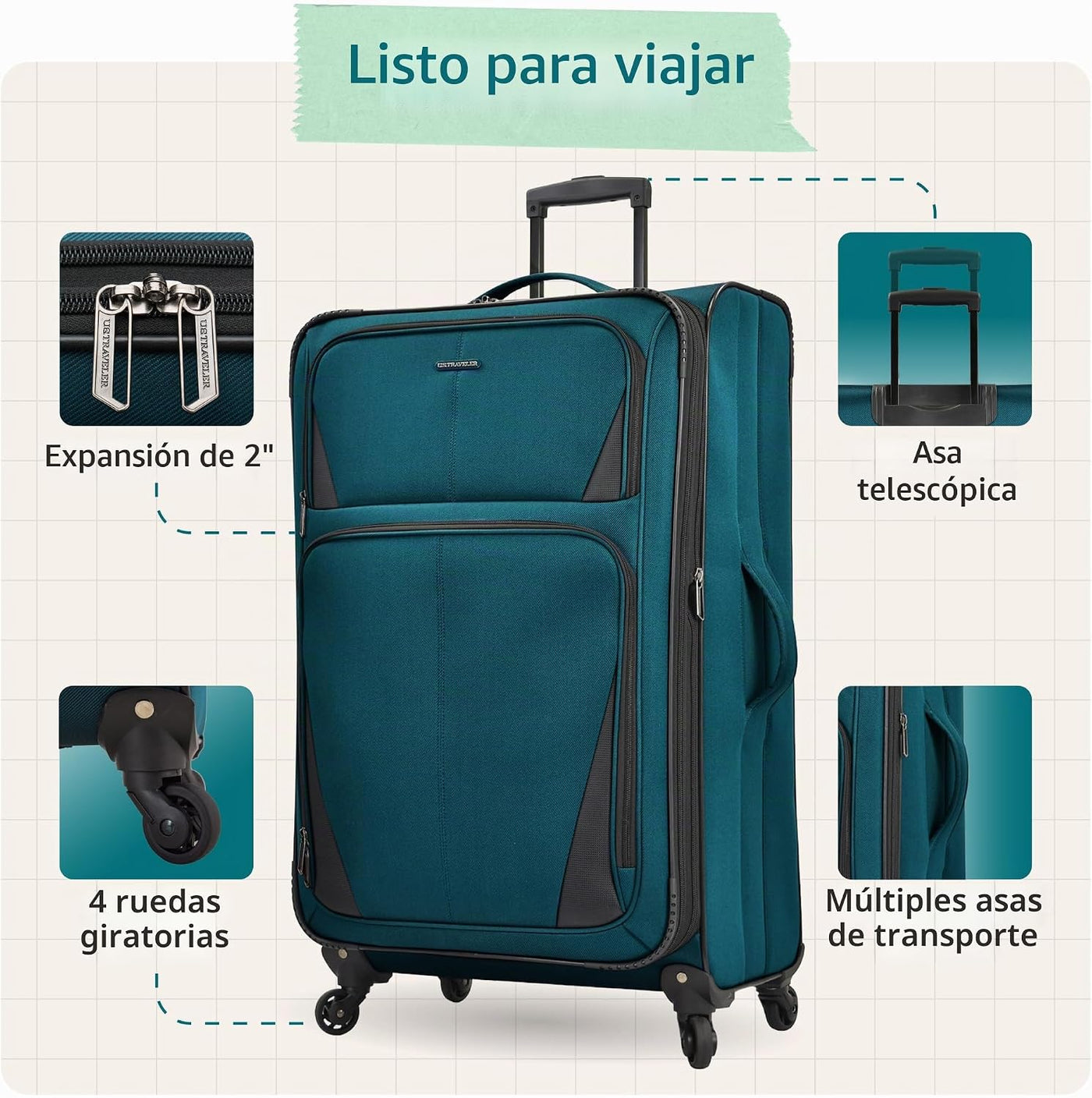 U.S. Traveler Aviron Bay - Equipaje extensible con costado blando,...