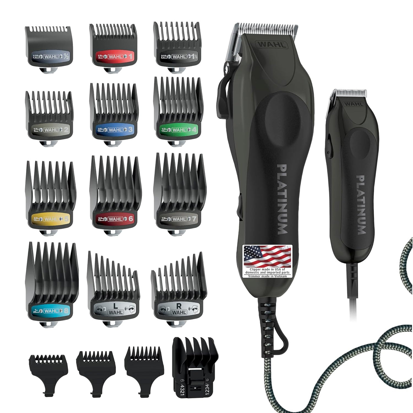 Wahl USA Pro Series Platinum - Kit de cortapelos con cable y recort...