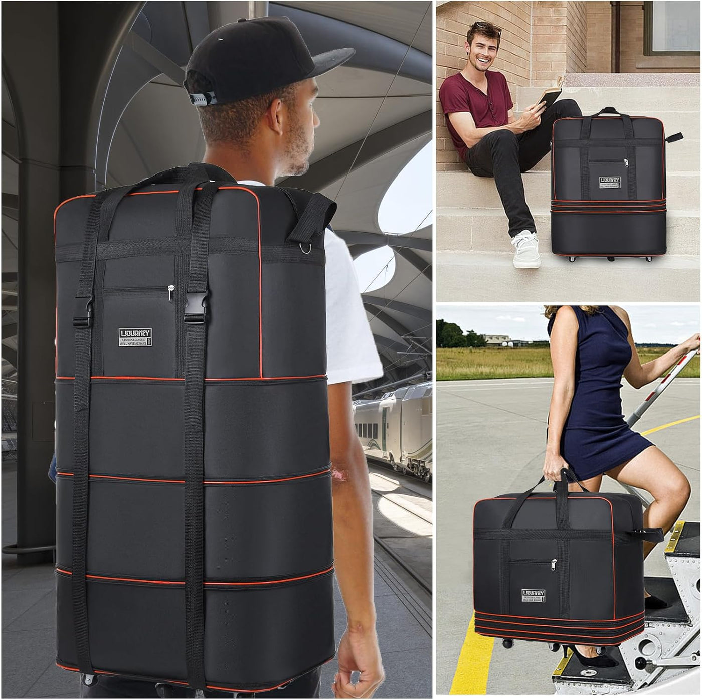 kooldaiwangwang Bolsa de viaje con ruedas, expandible, plegable, bo...
