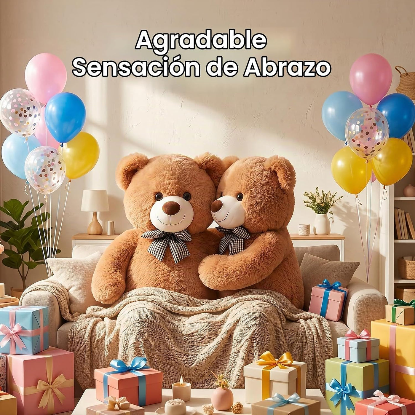pelzutm Oso de peluche marrón gigante, animal de peluche grande de...