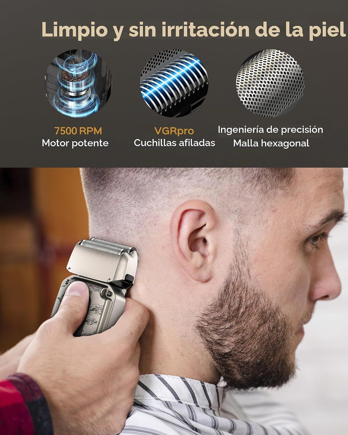 VGRPRO Cortapelos para hombres, recortadora de barba, afeitadora de...