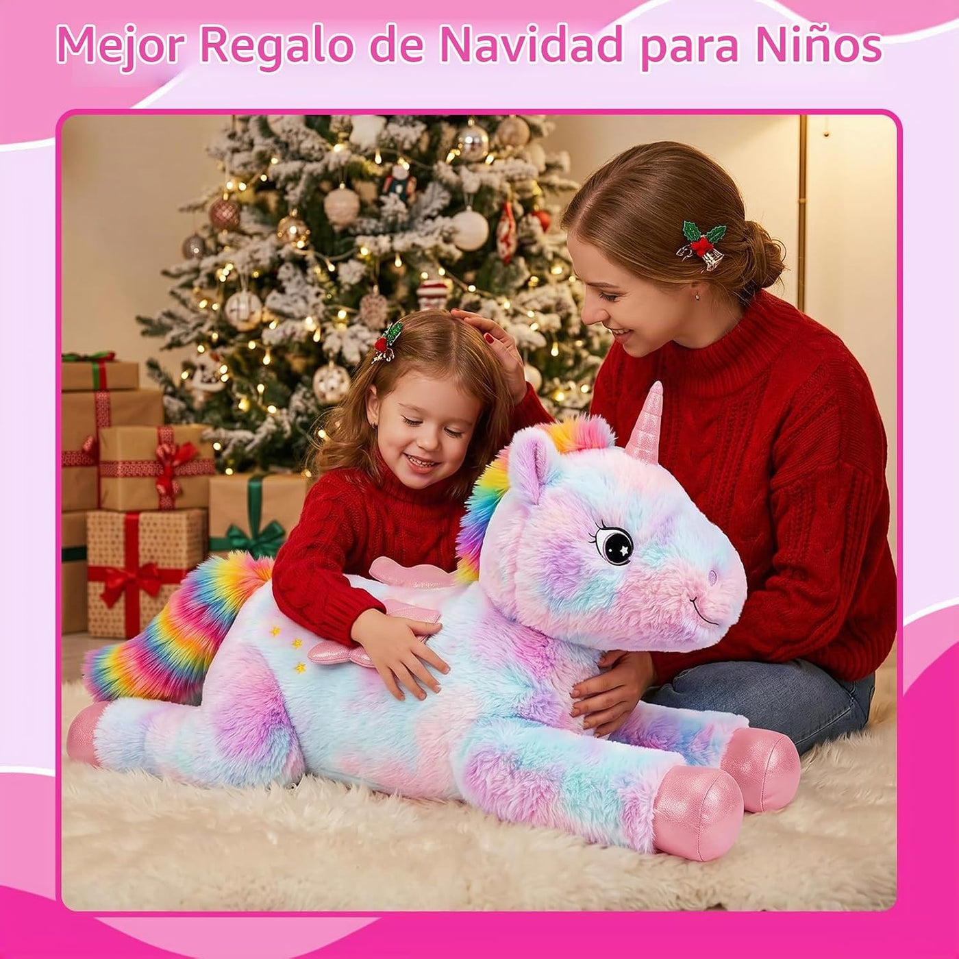 SQEQE Peluche de unicornio gigante de 43 pulgadas, unicornio grande...
