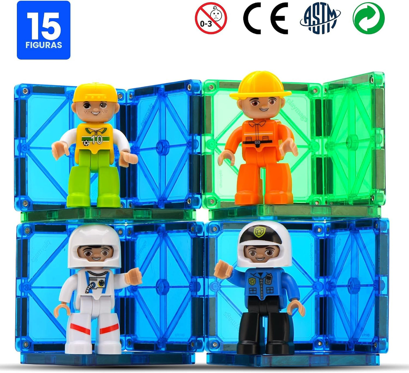 Playmags Figuras Magnéticas Grandes - Set de 15