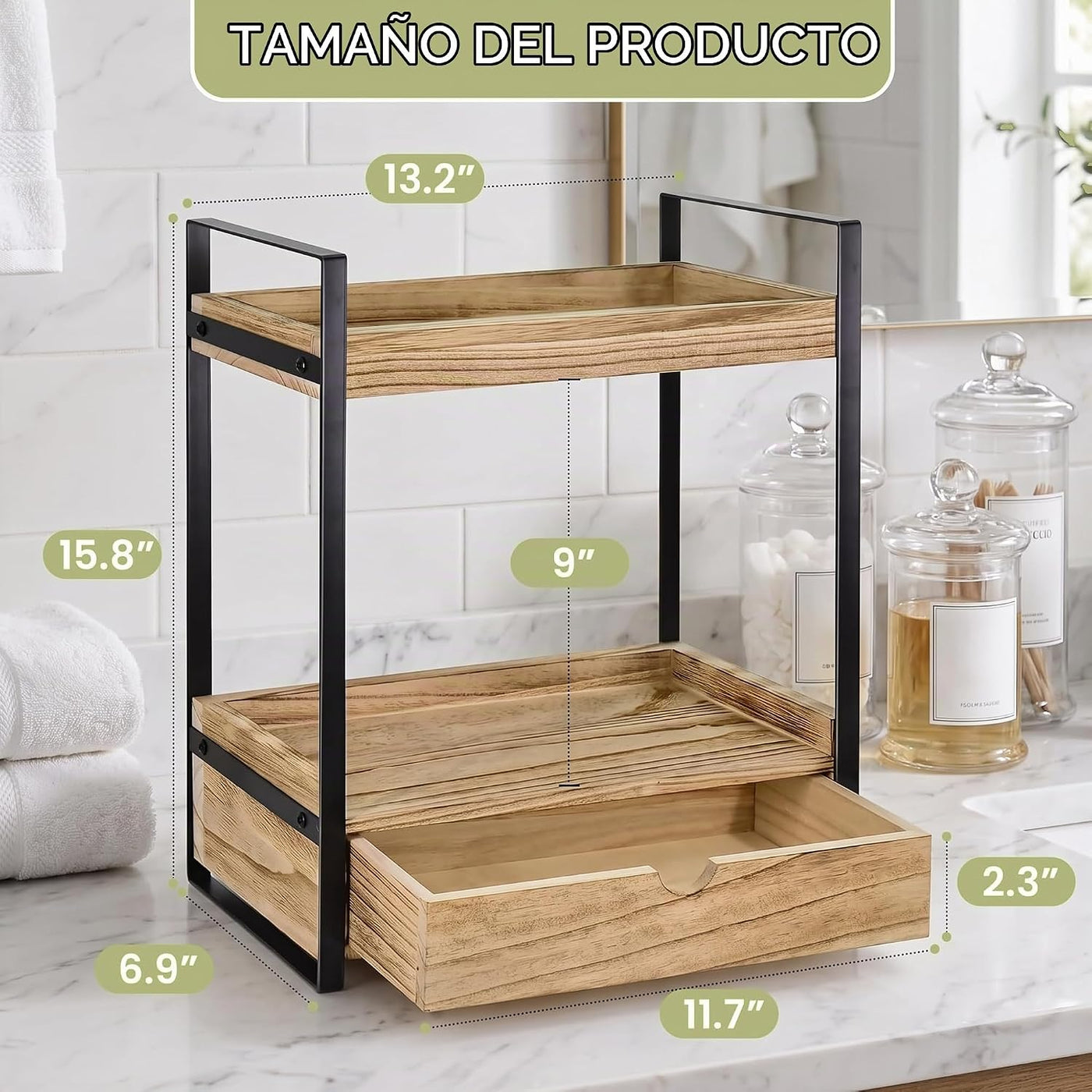 Ukonvi Organizador de Baño de 2 Niveles para Encimera con Cajón, Es...