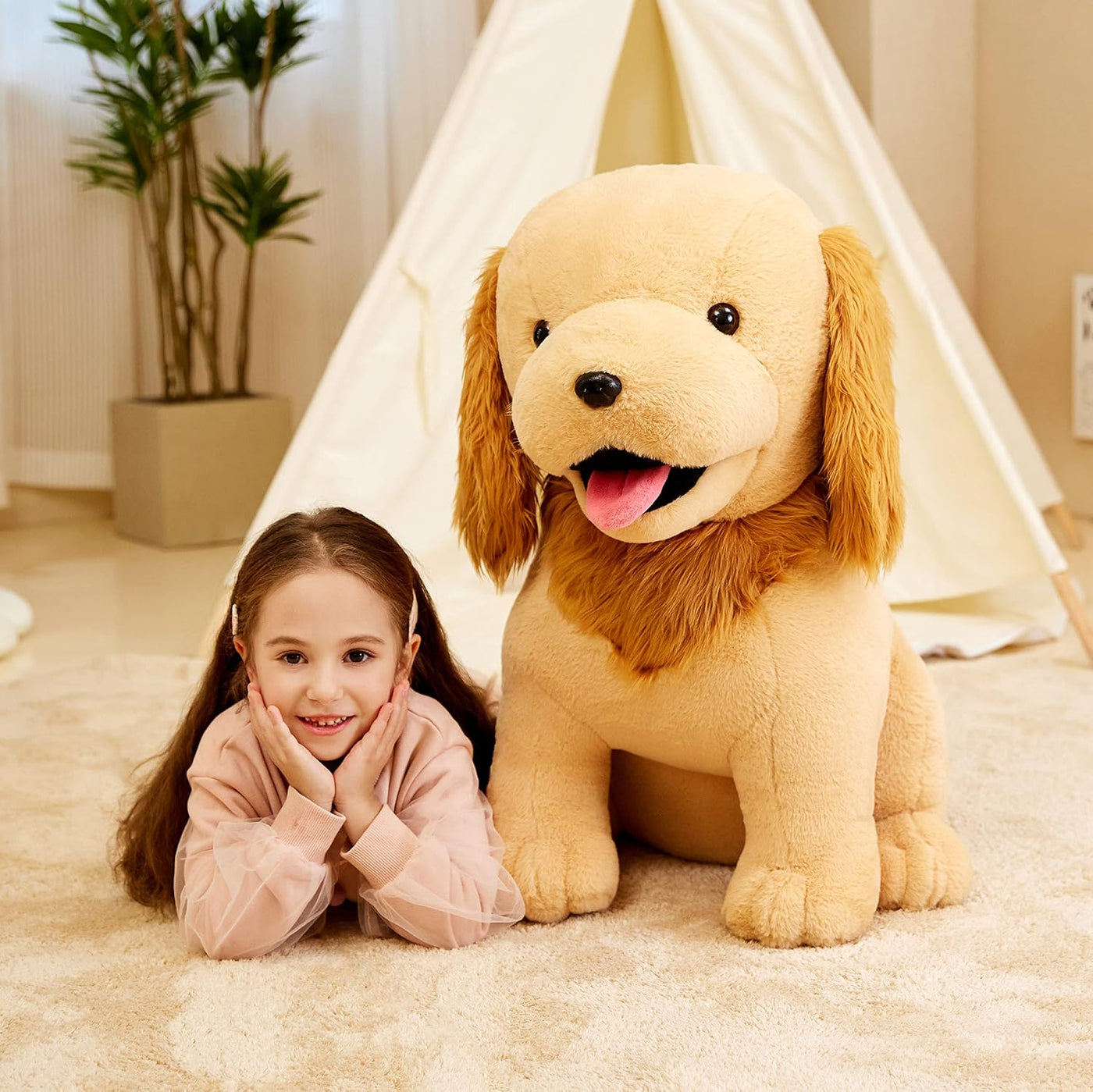 IKASA Juguete de peluche de perro Golden Retriever gigante, cachorr...