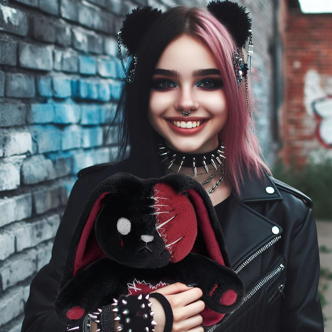 PHITECUS Conejo de peluche espeluznante gótico - Conejo emo aterrad...