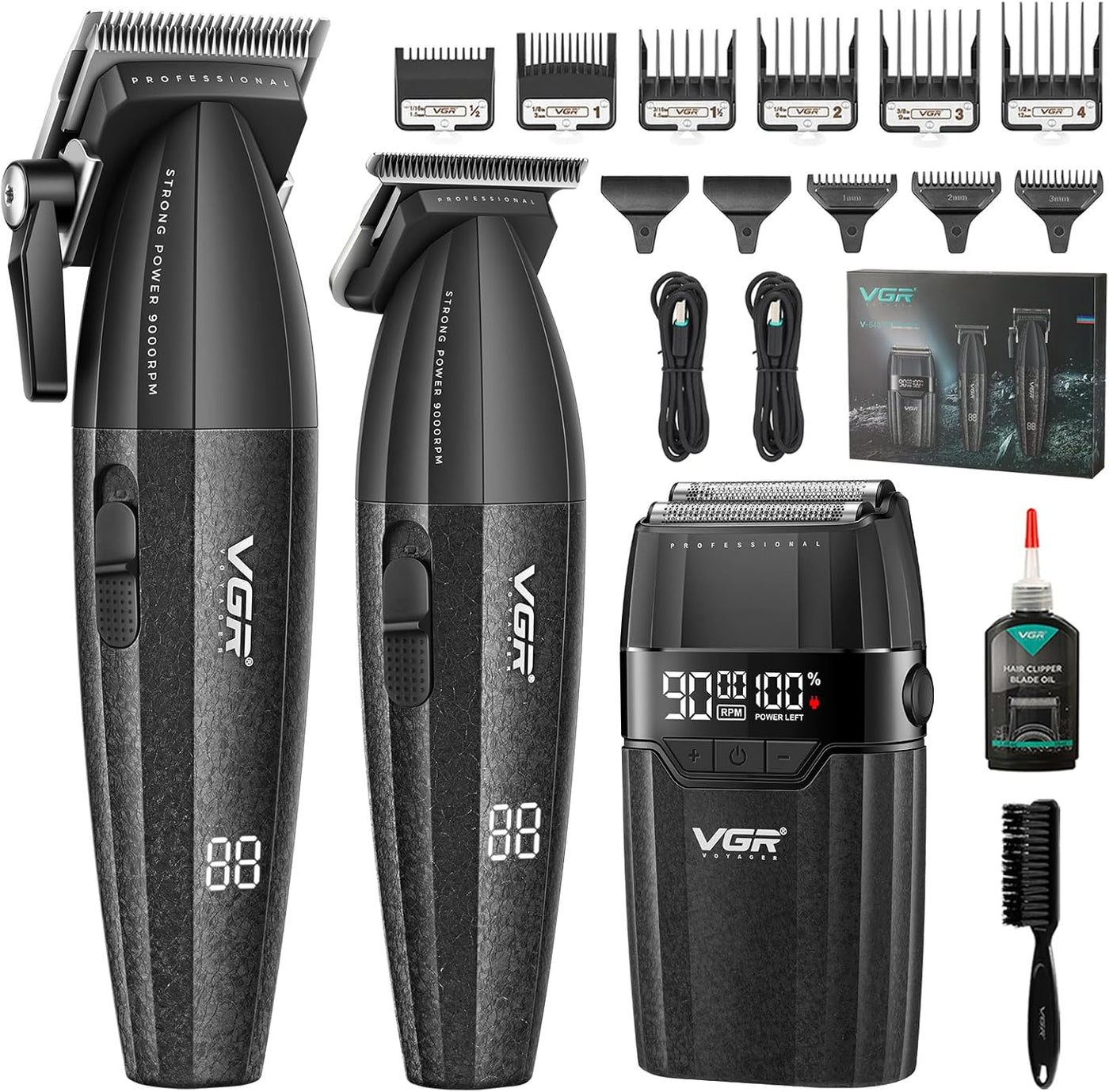 VGR 640S3 Kit Profesional de Corte de Cabello 3 en 1, 9000RPM Corta...