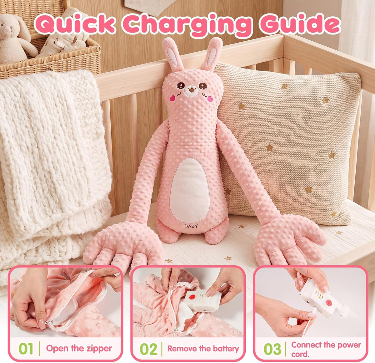 LiKiLiKi Pink Rabbit - Juguete de peluche interactivo con control r...
