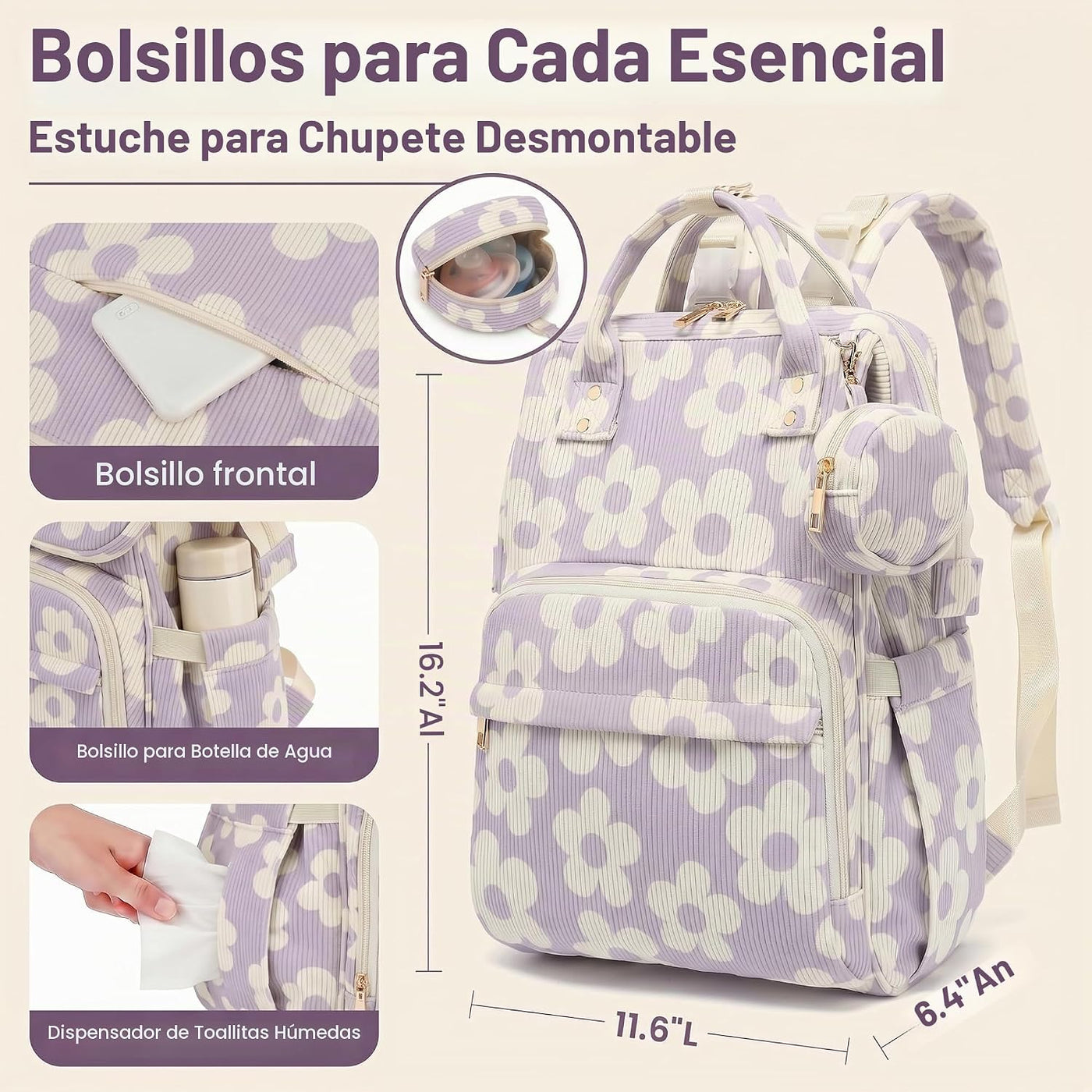 Lrenagao Mochila para pañales de bebé para mamá y papá, bolsa de pa...
