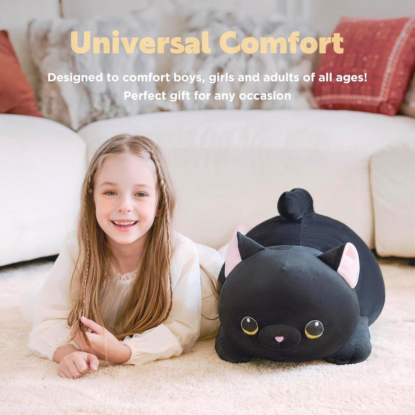 IKASA Juguete de peluche gigante de 5 libras con peso de gato negro...