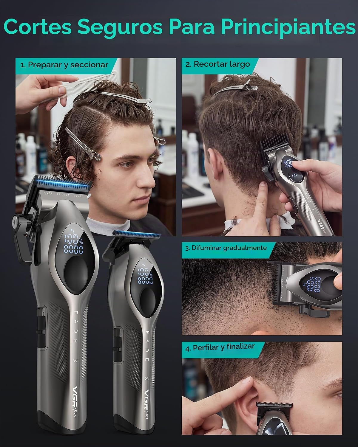 VGRPRO Cortapelos para hombres, juego de cortapelos y recortador pr...