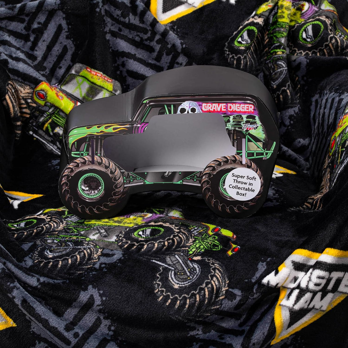 Manta Monster Jam con caja de regalo \u2013 La manta mide 46 x 60 p...