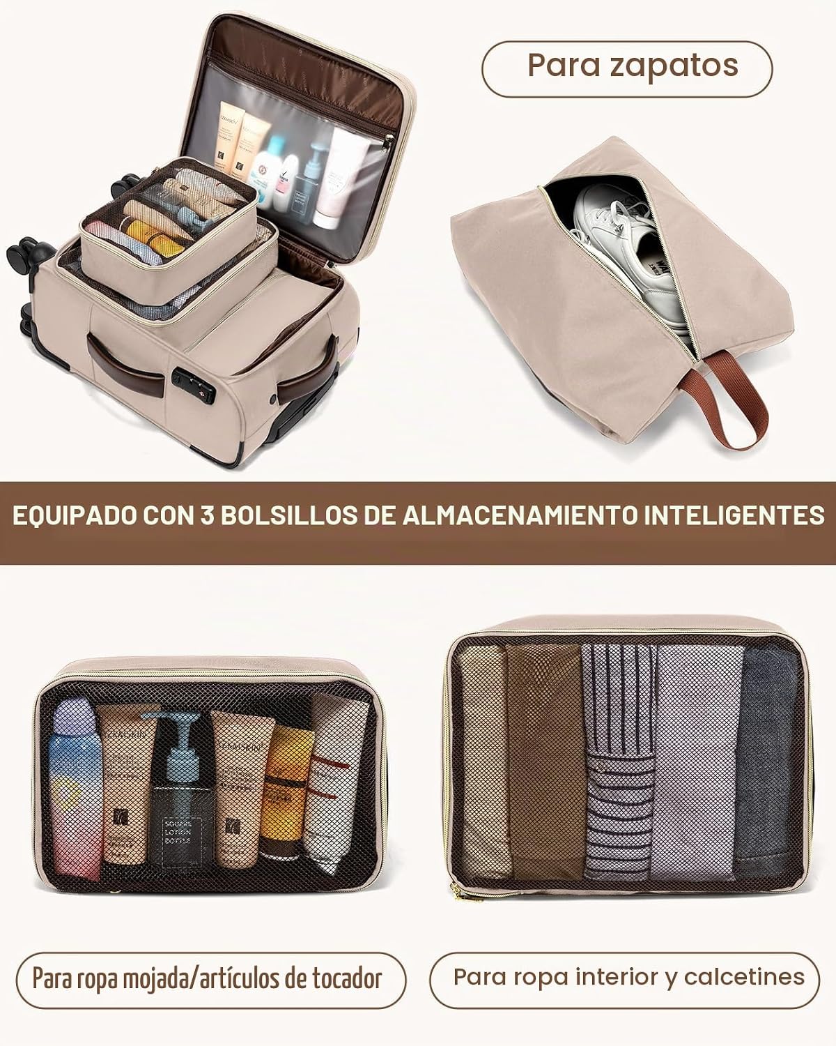 LOVEVOOK Equipaje de mano 22x14x9 Maletas de viaje aprobadas por ae...
