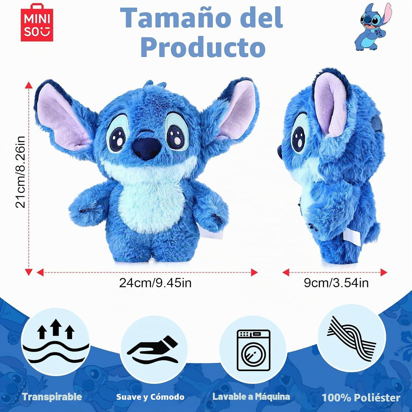 MINISO Disney Stitch - Juguete de peluche Lilo & Stitch, colecc...
