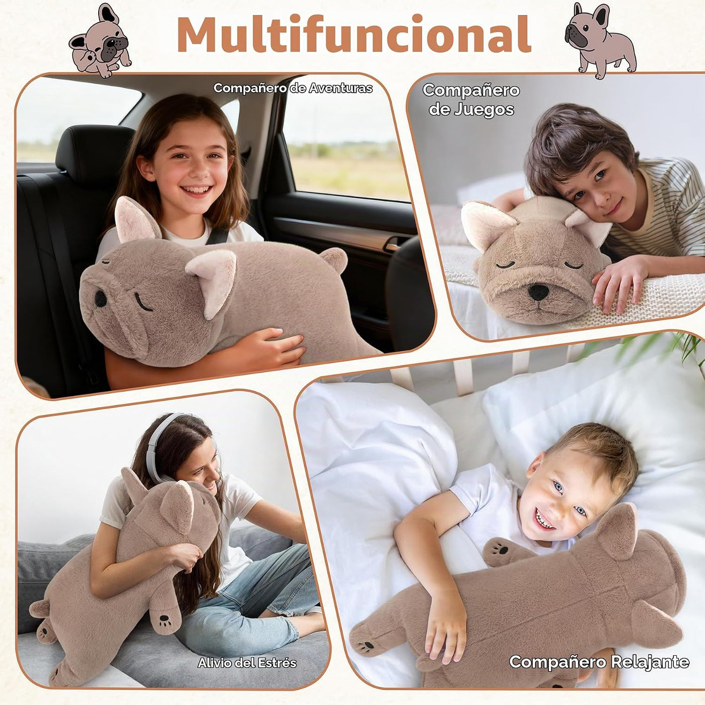 Peluche de bulldog francés con peso de 5 libras, peluche grande de...