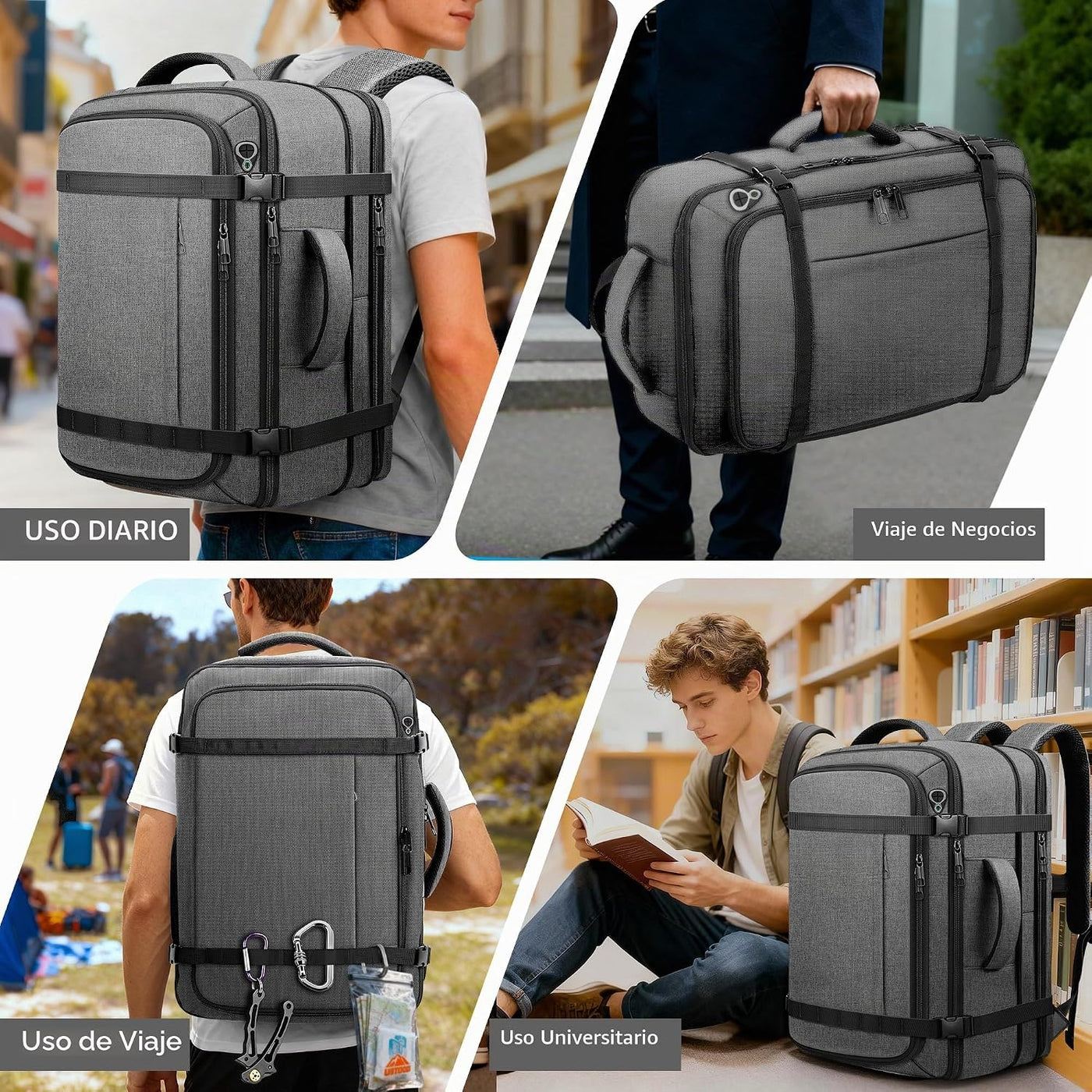 Mochila de viaje cómoda, mochila de transporte expandible de 1 a 5...