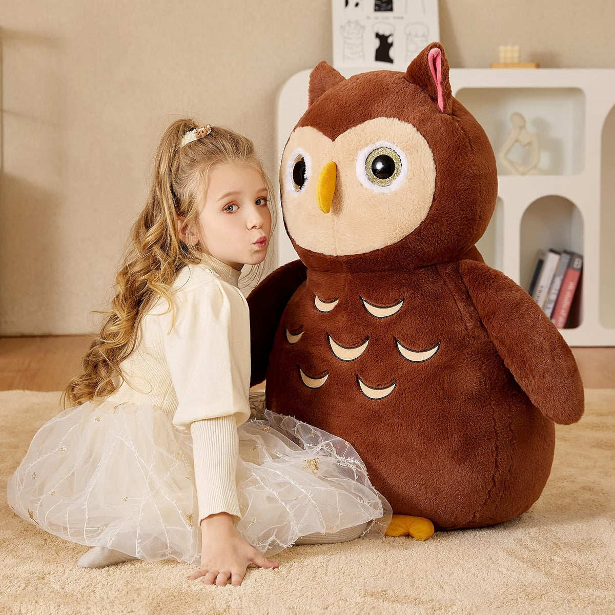 EARTHSOUND Peluche Gigante de Búho de Felpa, 23 Pulgadas de Tamaño...
