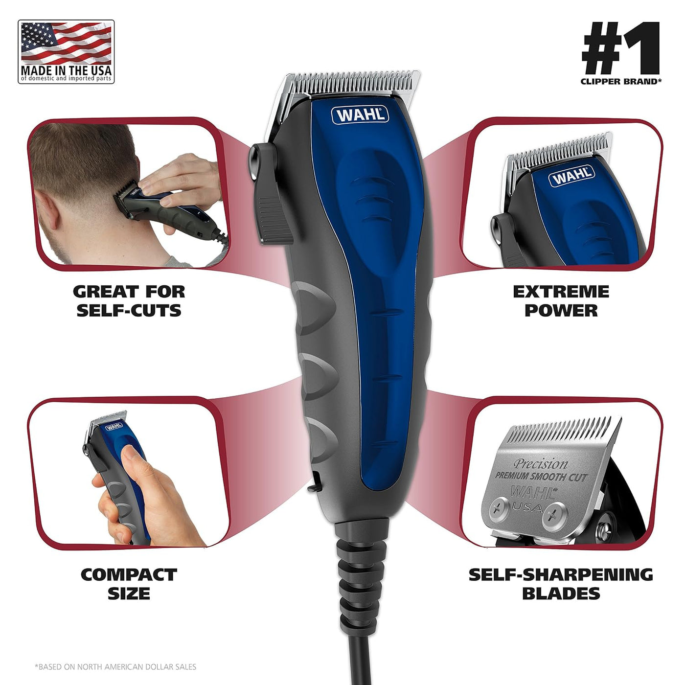 Wahl USA - Kit de corte de pelo personal compacto con cable y palan...