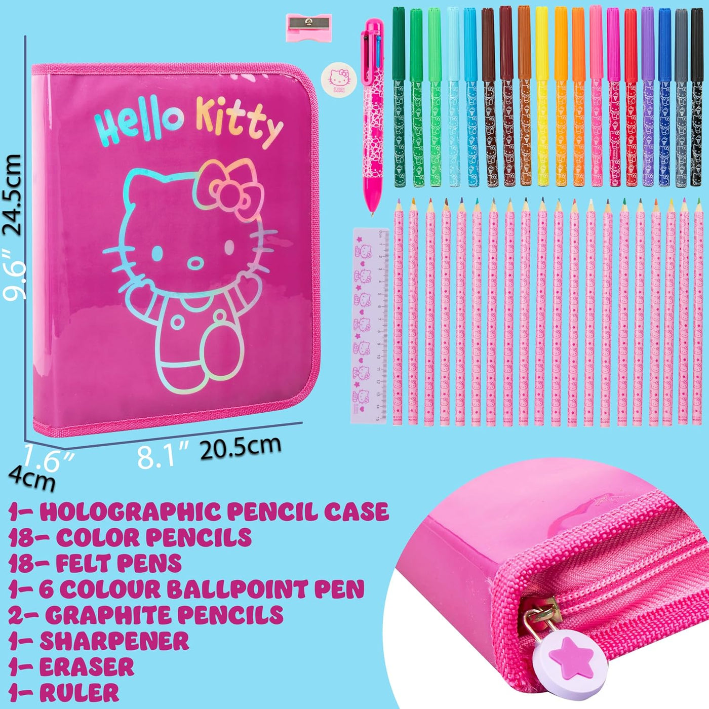 Hello Kitty Sanrio - Estuche para lápices de colores para niños, ma...