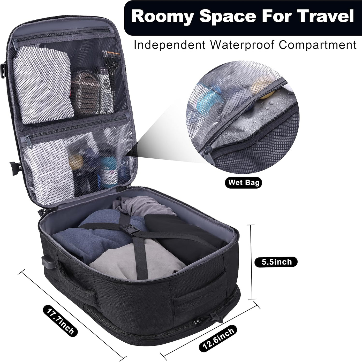 MOZETO Mochila de mano aprobada por la TSA, mochila de viaje táctic...