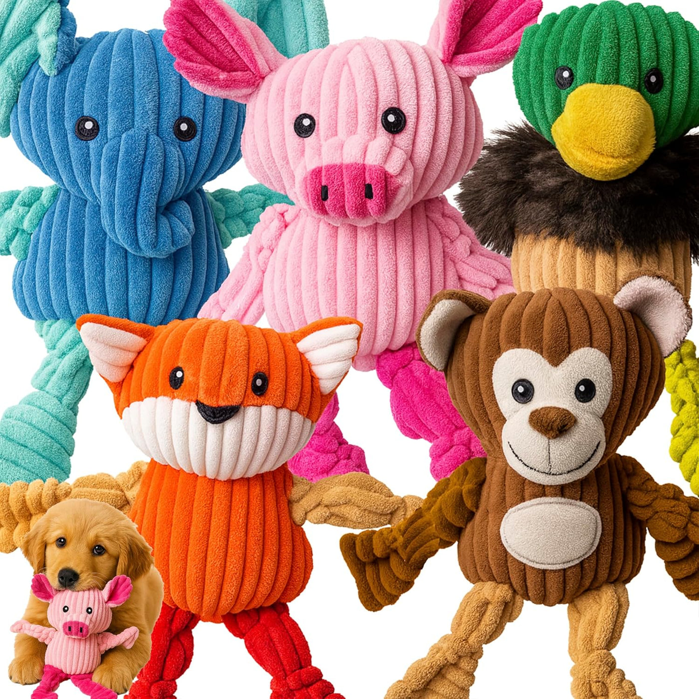 Jalousie Paquete surtido de juguetes de peluche para cachorros y ma...