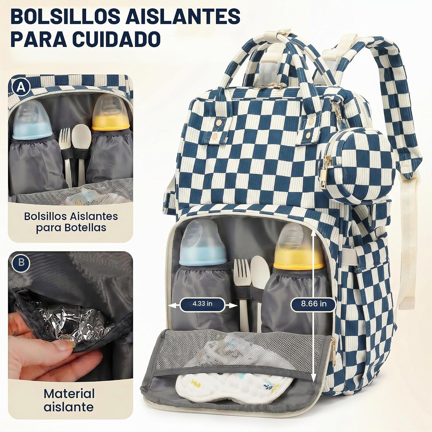 Lrenagao Mochila para pañales de bebé para mamá y papá, bolsa de pa...