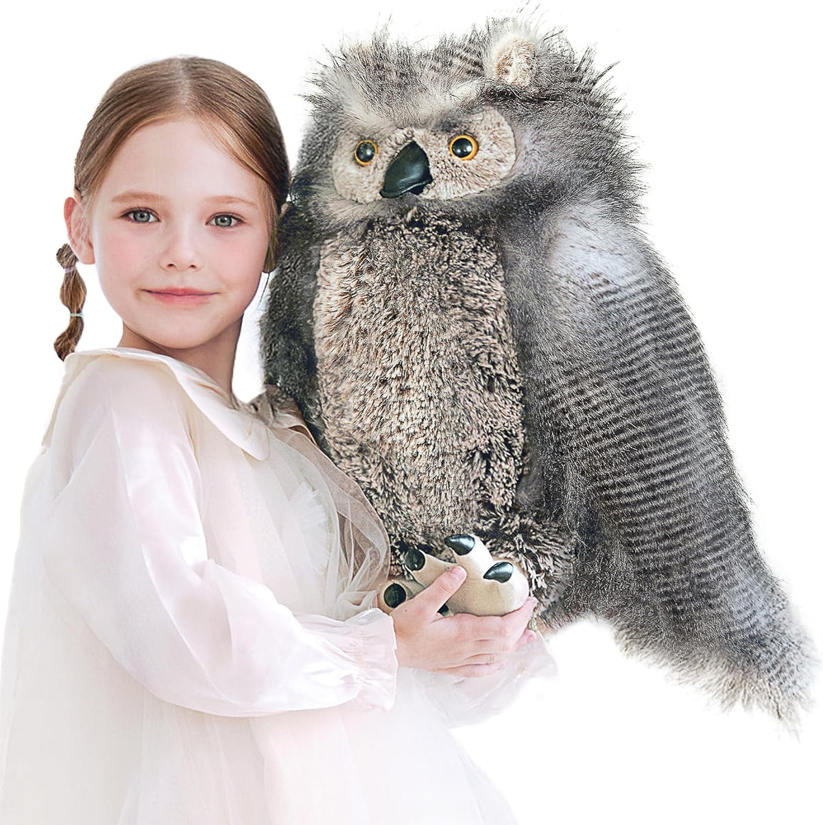 IKASA Juguete de peluche realista de búho gigante, 17 pulgadas, gra...