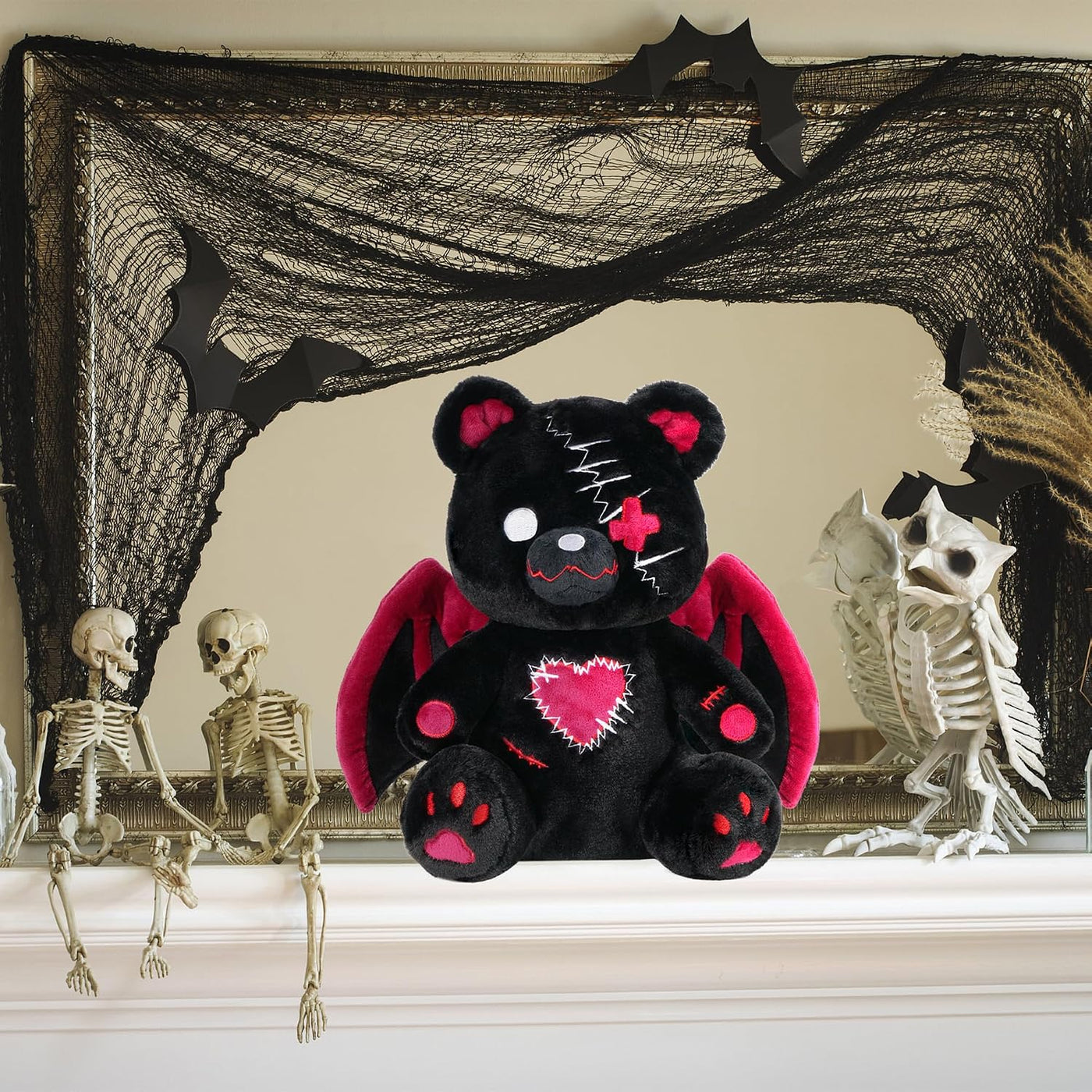 PHITECUS Oso Emo Gótico de Peluche con Alas - Lindo Peluche Espeluz...