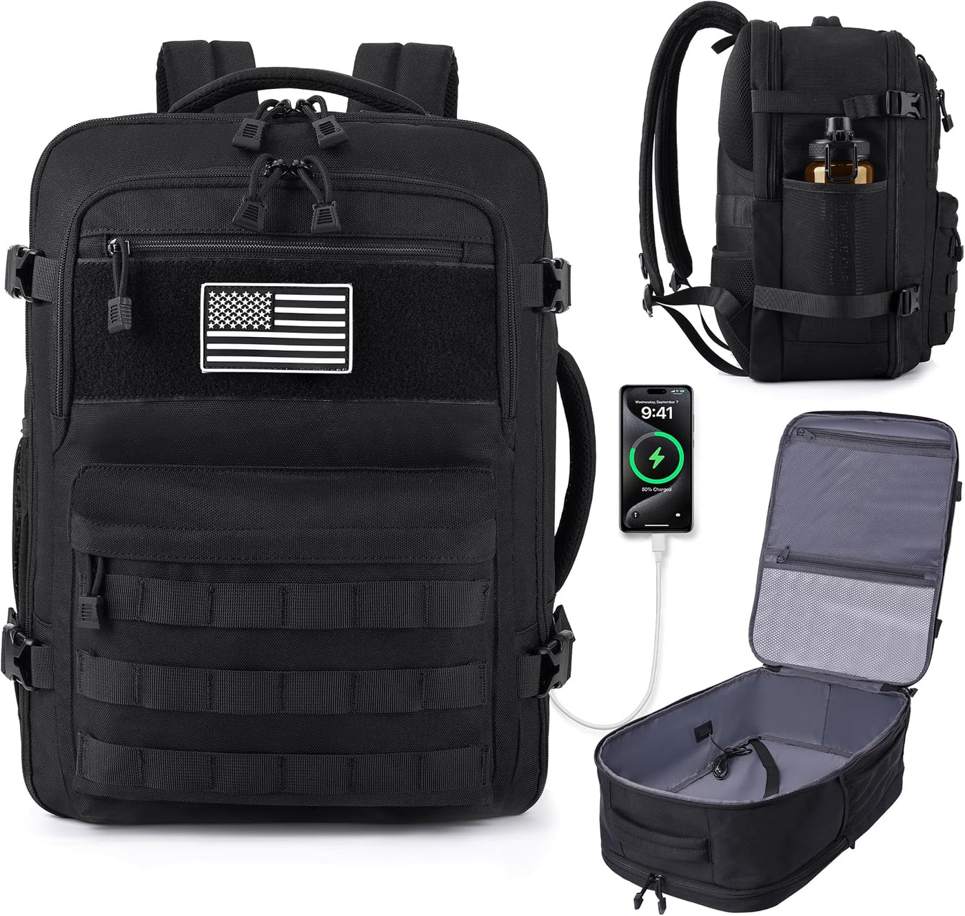 MOZETO Mochila de mano aprobada por la TSA, mochila de viaje táctic...