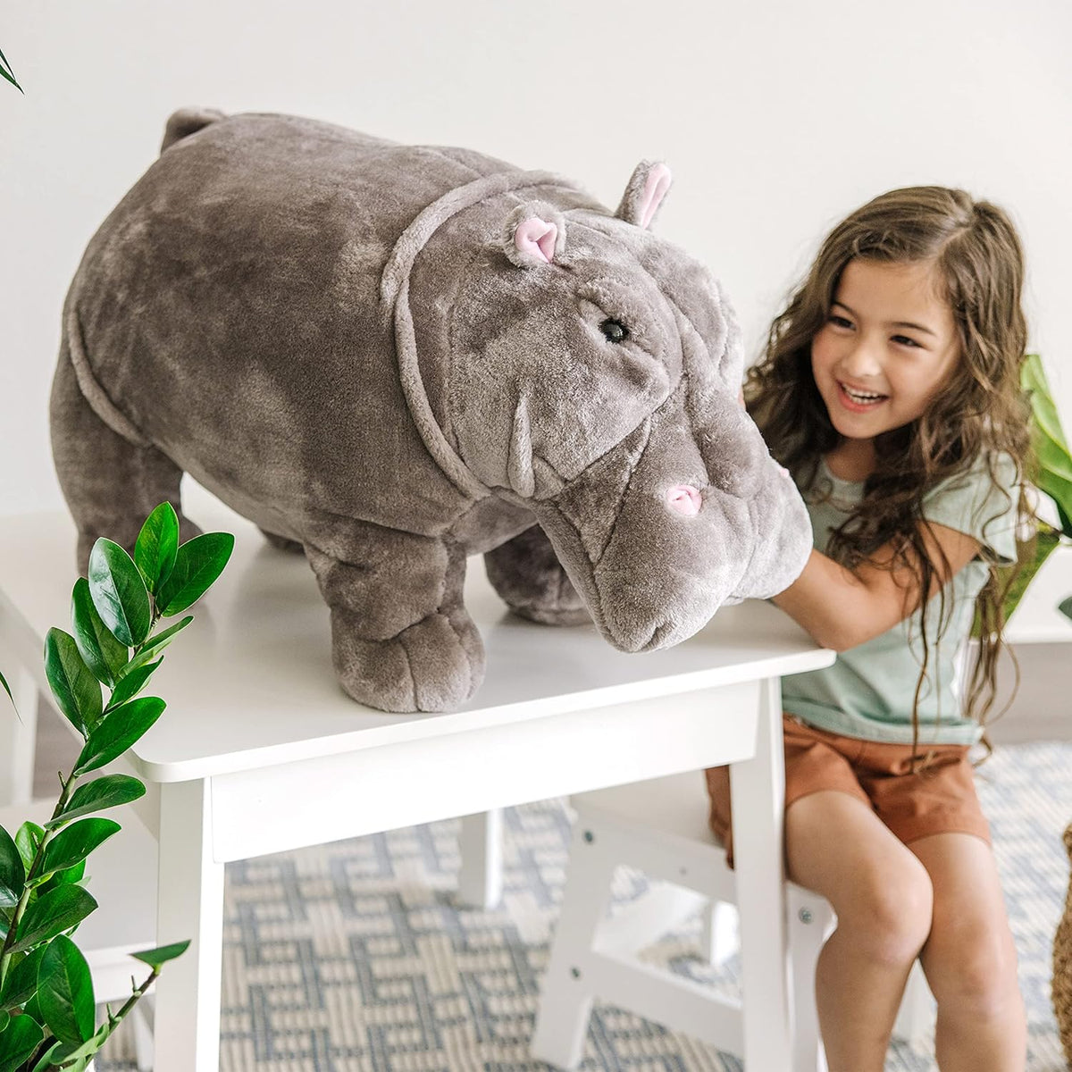 Melissa & Doug Hipopótamo gigante - Animal de peluche realista...