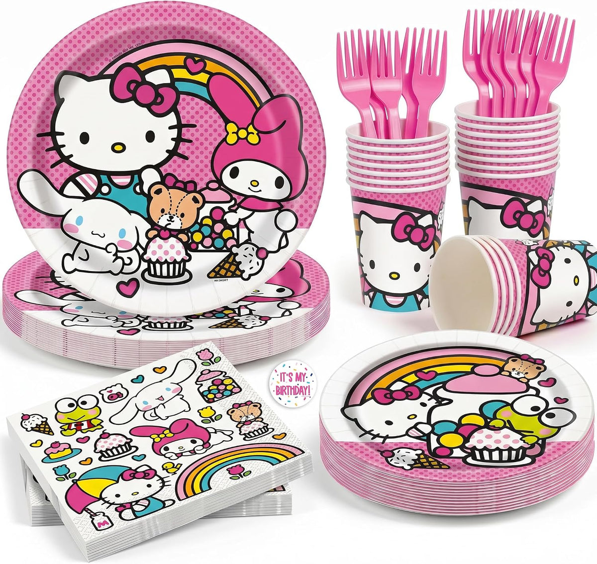 Decoraciones de cumpleaños de Hello Kitty para fiesta, platos y ser...