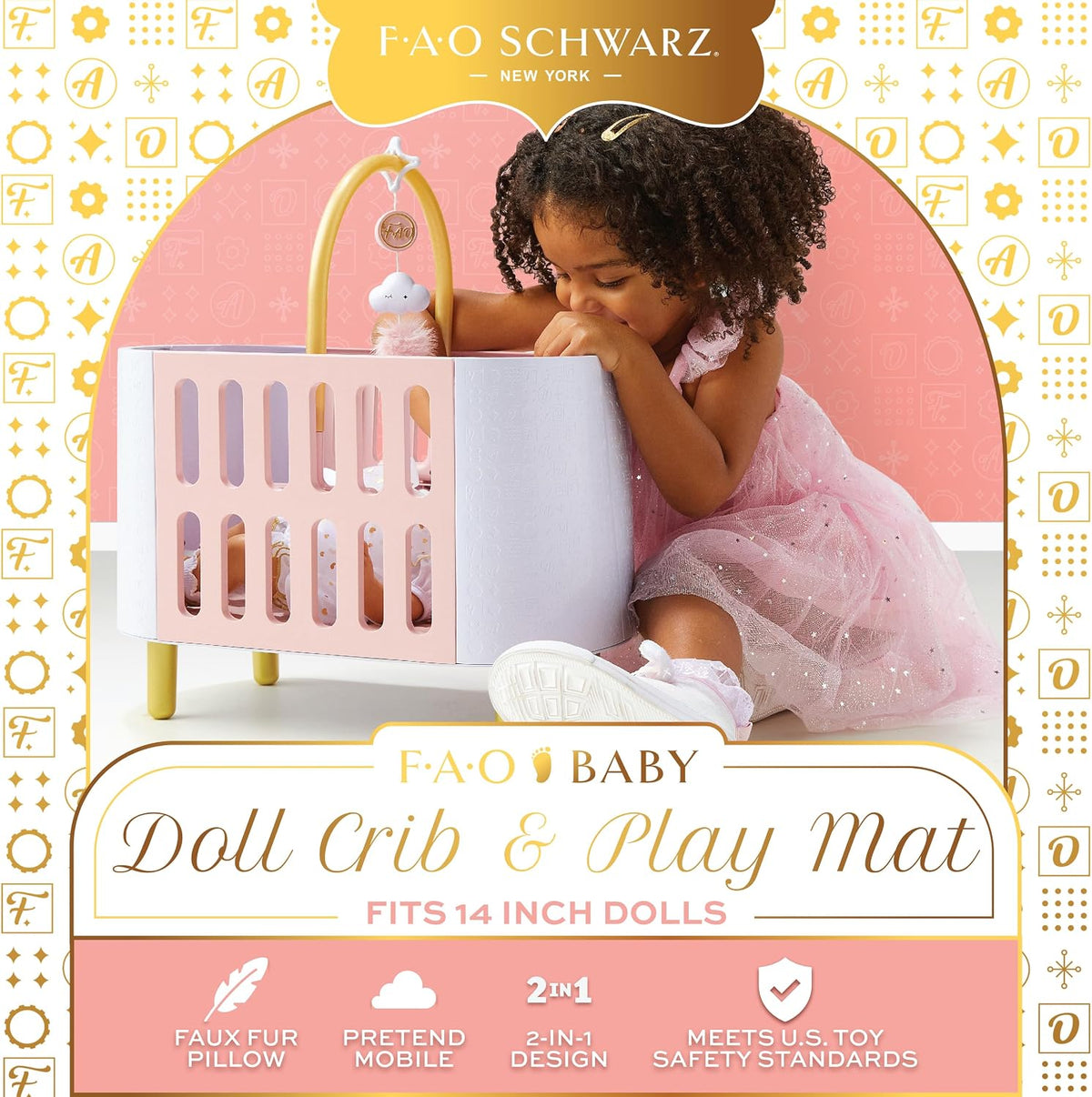 Cuna y tapete de juego para muñecas de bebé FAO Schwarz con colchón...