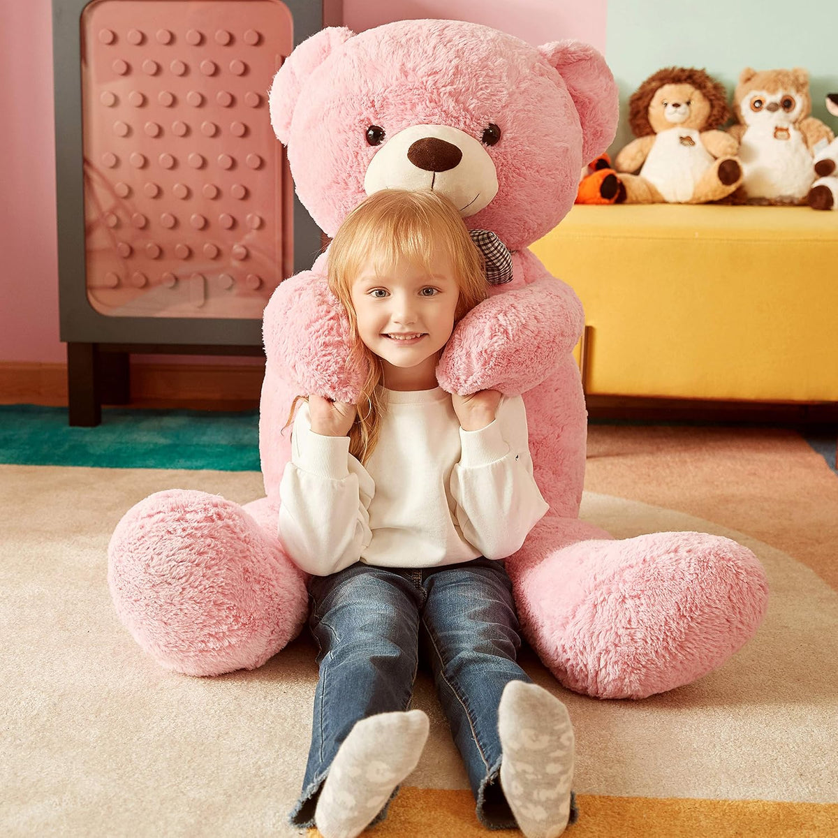 IKASA - Oso de peluche gigante, animales de juguete (Rosa, 47 pulga...