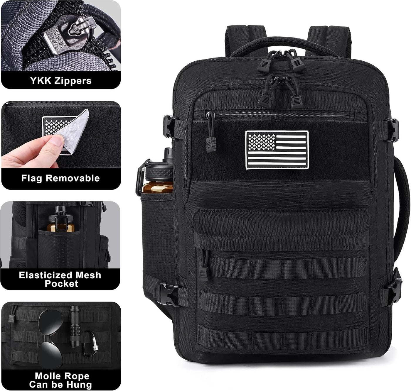 MOZETO Mochila de mano aprobada por la TSA, mochila de viaje táctic...