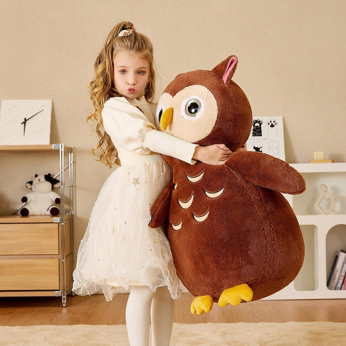 EARTHSOUND Peluche Gigante de Búho de Felpa, 23 Pulgadas de Tamaño...