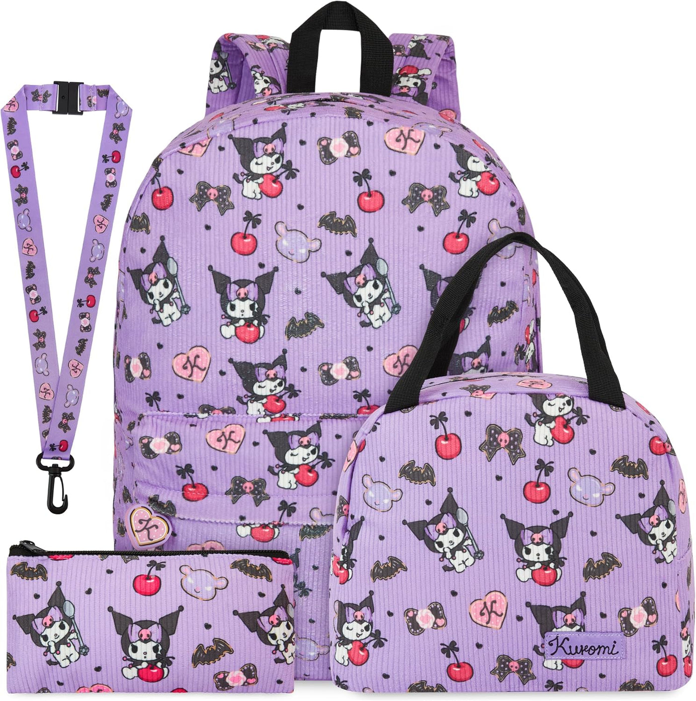 Get Trend Juego de 4 mochilas de pana para niñas Kuromi | Mochila d...