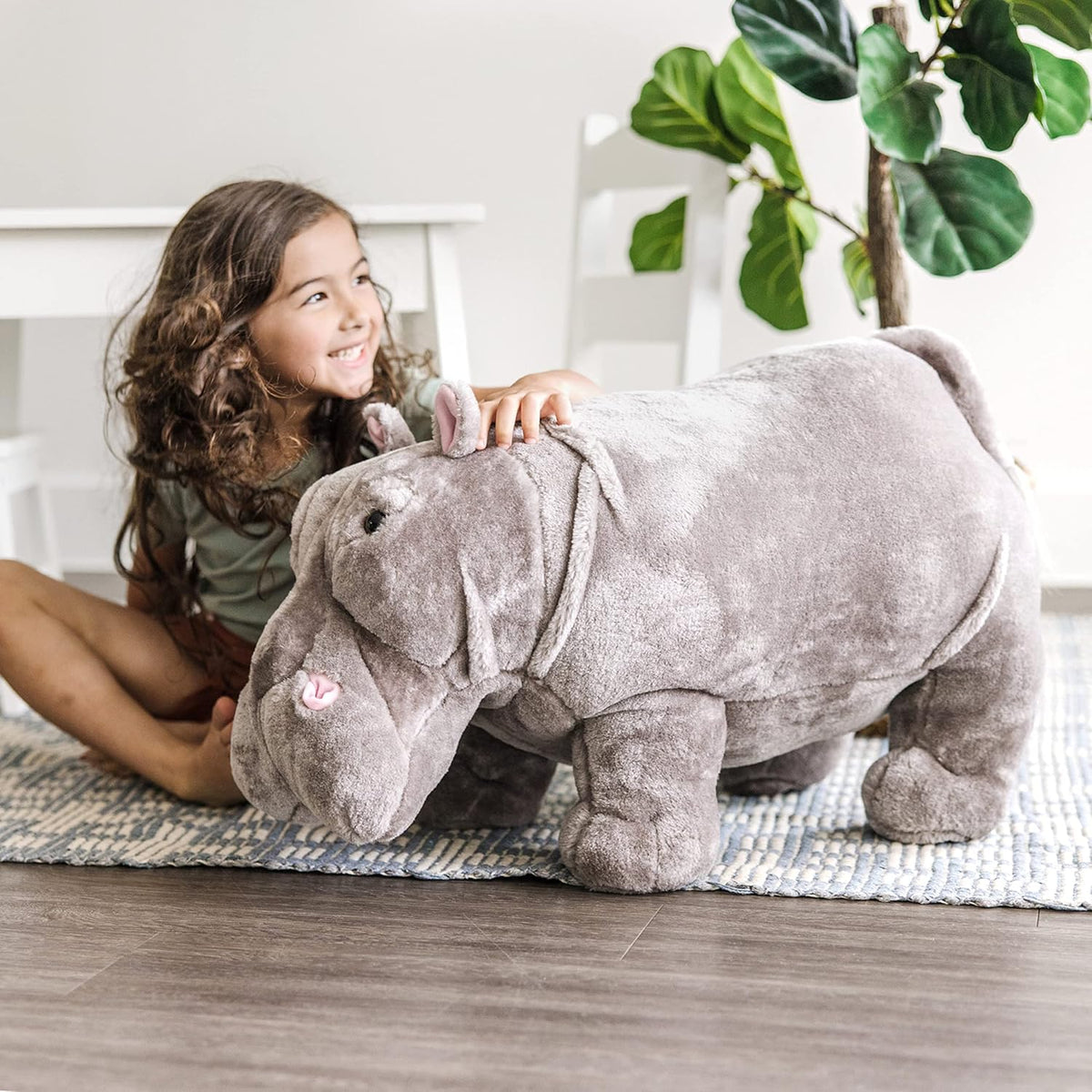 Melissa & Doug Hipopótamo gigante - Animal de peluche realista...