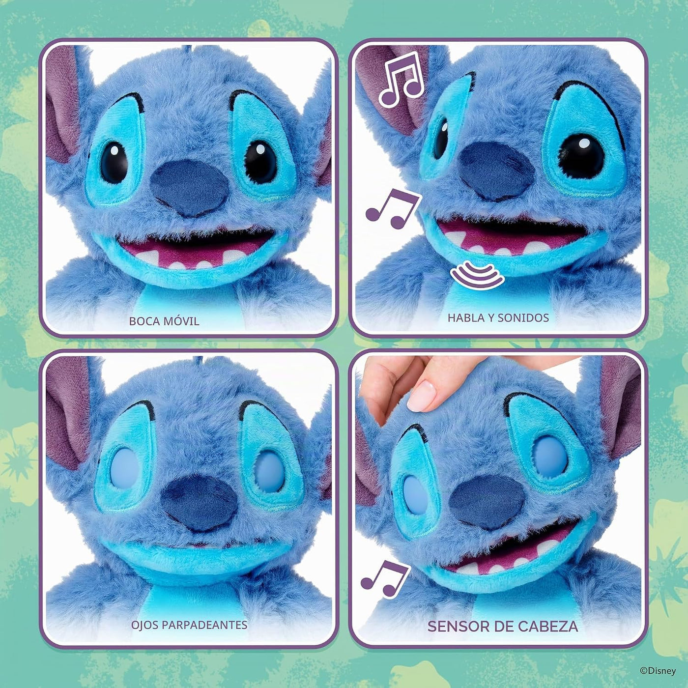 ¡Guau! Cosas Disney Stitch Palm Puppetronic | Más de 40 sonidos y a...